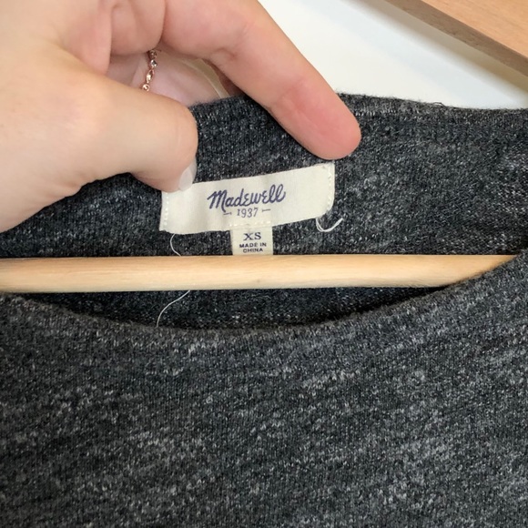 Madewell Dark Gray 3/4 Sleeve Striped Sweater Top - Picture 4 of 10